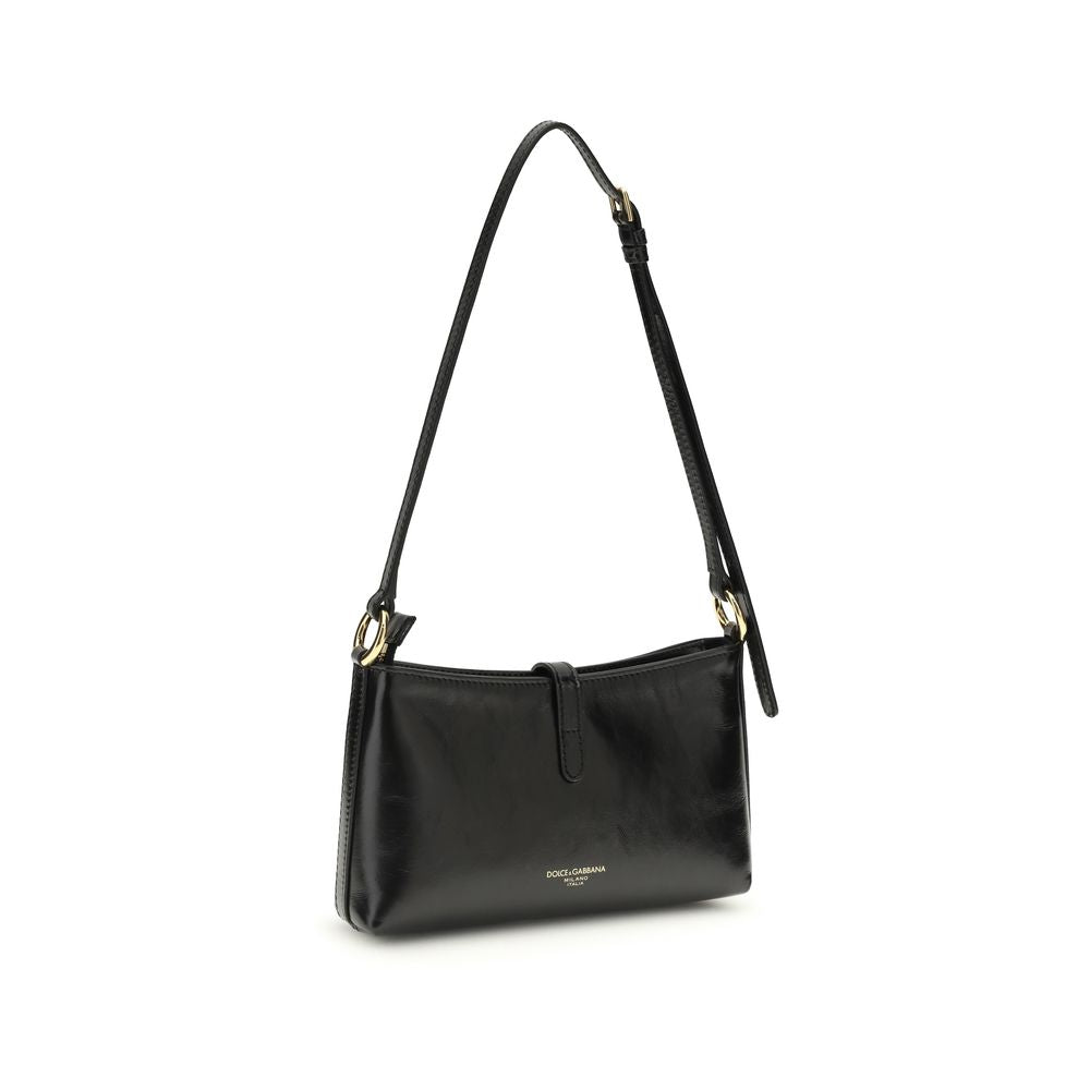 dolce gabbana the lock bag black calf leather adjustable strap detail
rear signature