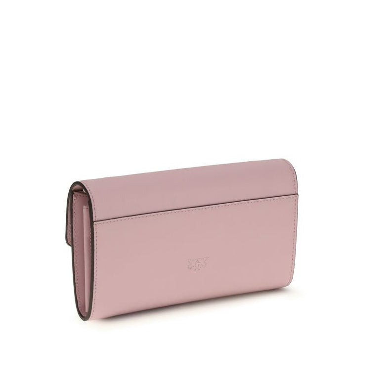 pinko love one wallet on chain pink calf leather love birds buckle ear authentic