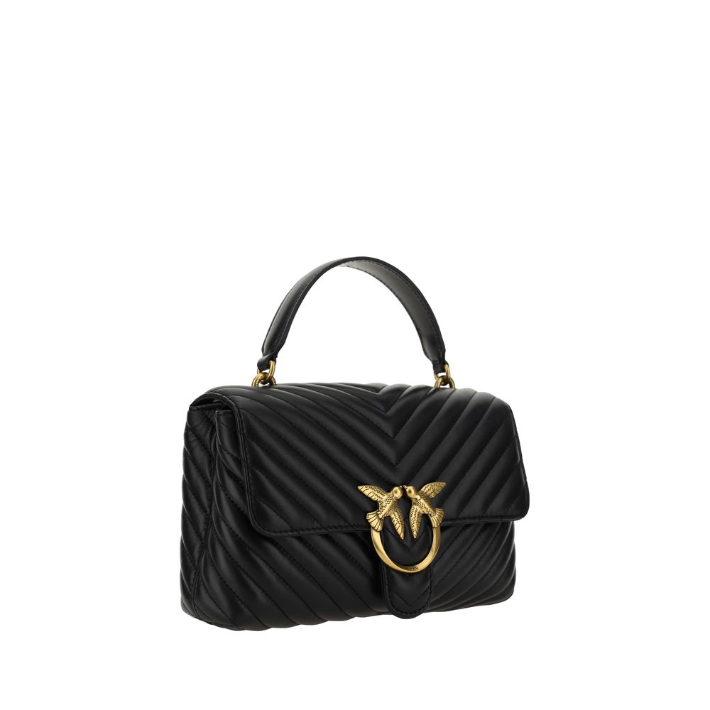 Pinko Love Lady Top Handle Shoulder Bag Medium in Black Quilted Calf Leather