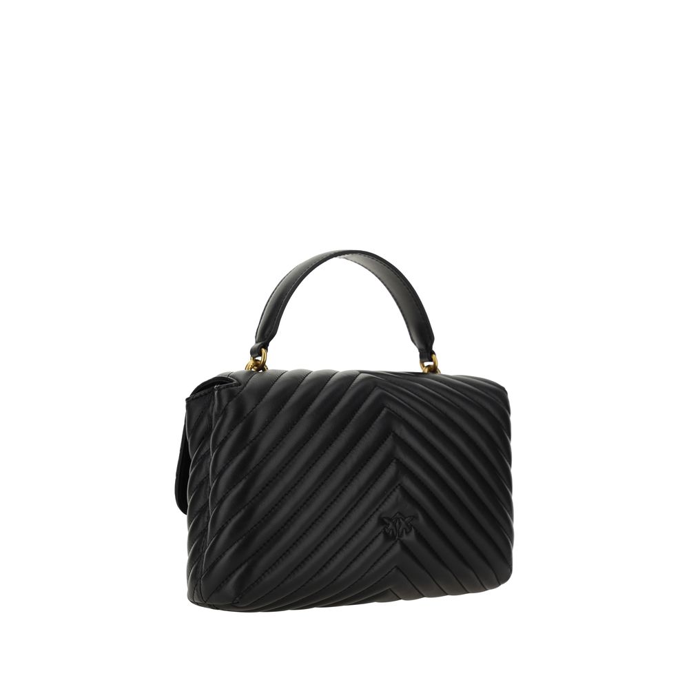 Pinko Love Lady Top Handle Shoulder Bag Medium in Black Quilted Calf Leather