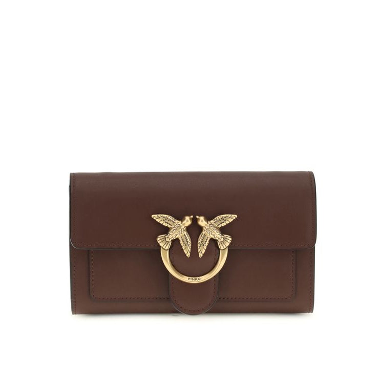 pinko designer wallet on chain love birds metal buckle front