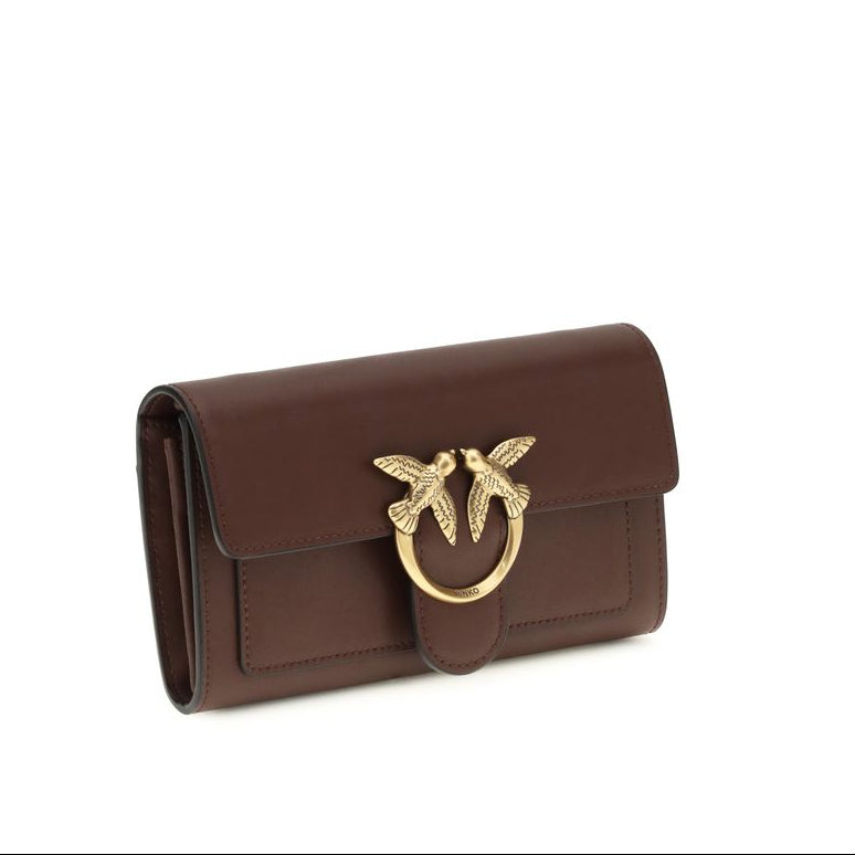 pinko designer wallet on chain love birds metal buckle