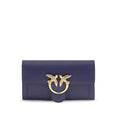 pinko navy leather wallet on chain love birds gold hardware detaillogo woc