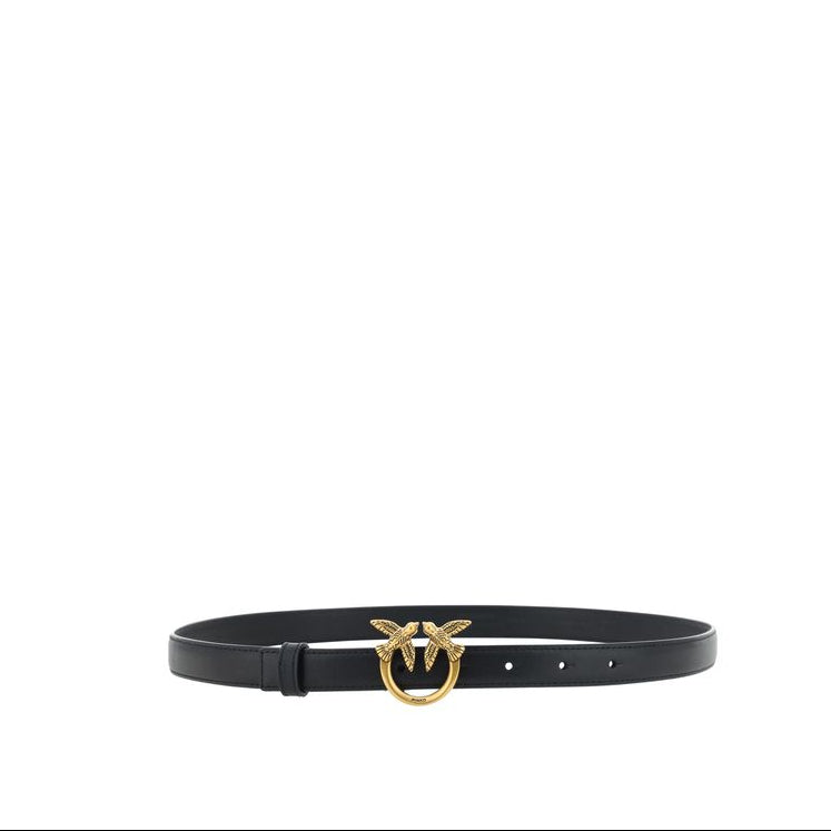 pinko designer black belt 2cm width smooth leather gold hardware