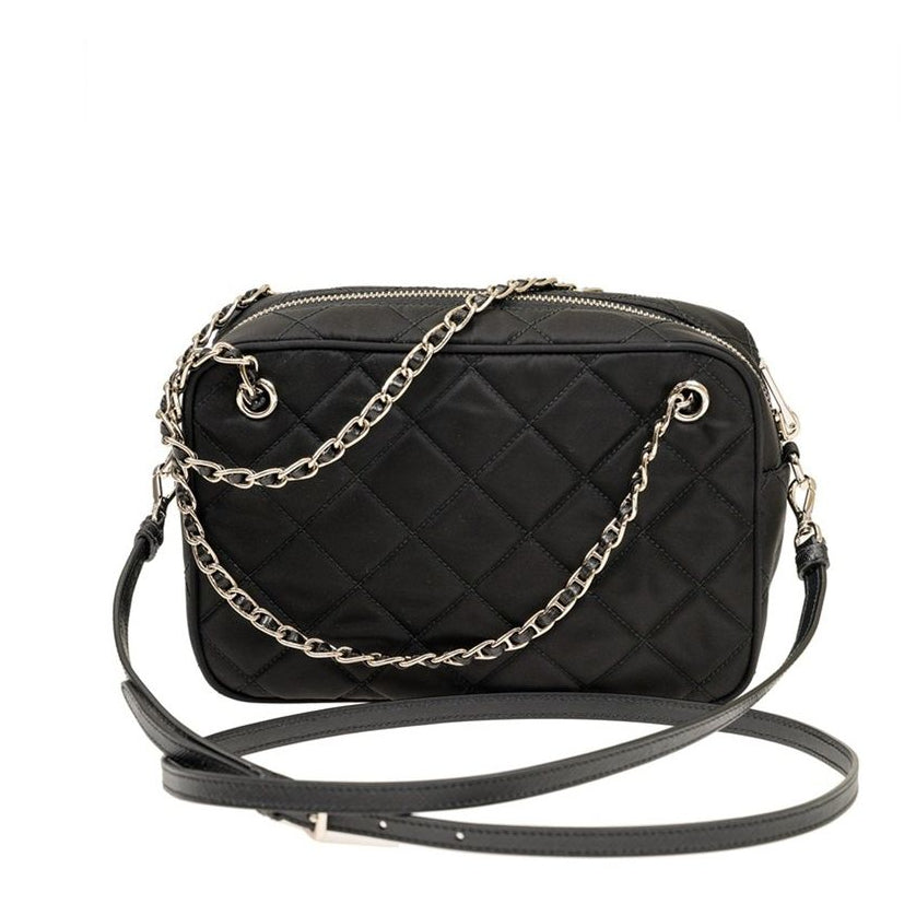 Prada lightweight nylon shoulder bag black rear