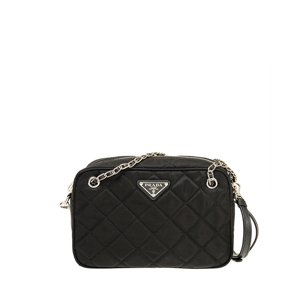 Prada black nylon crossbody bag triangle logo