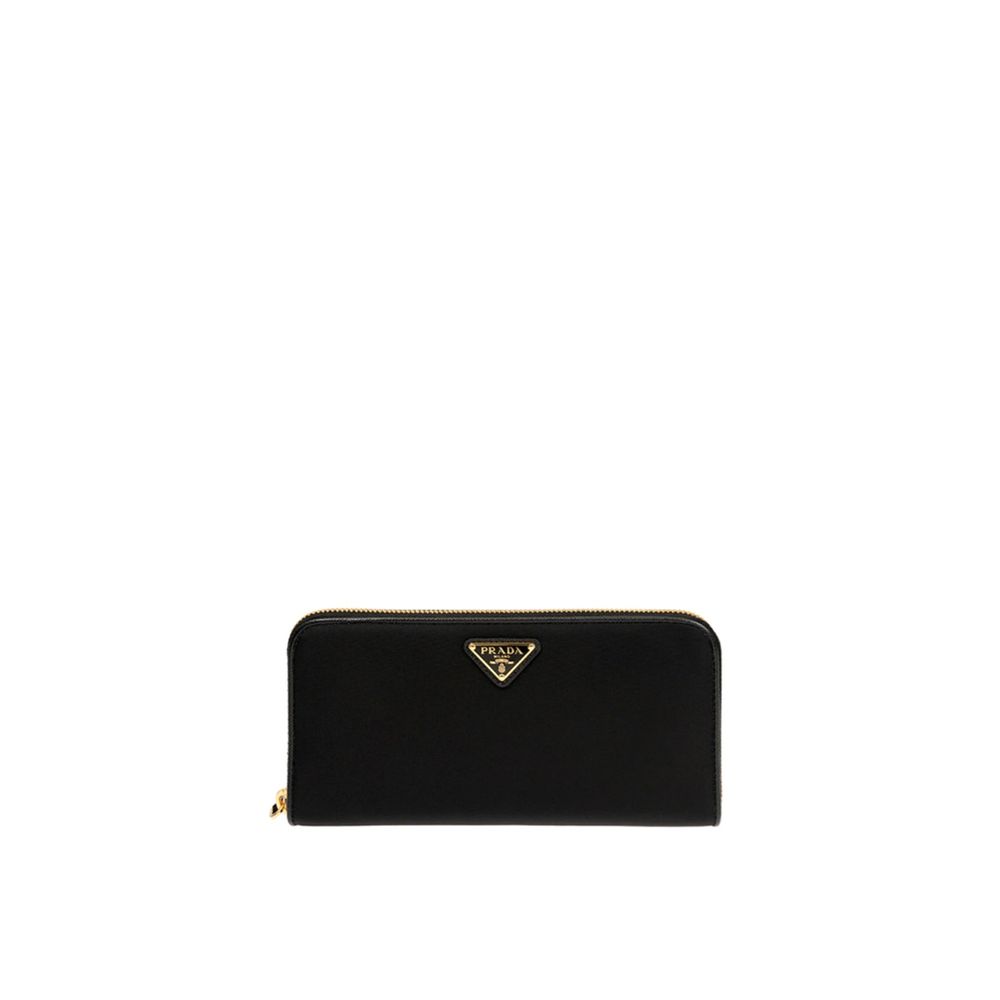 Prada nylon zip-around wallet black triangle logo
