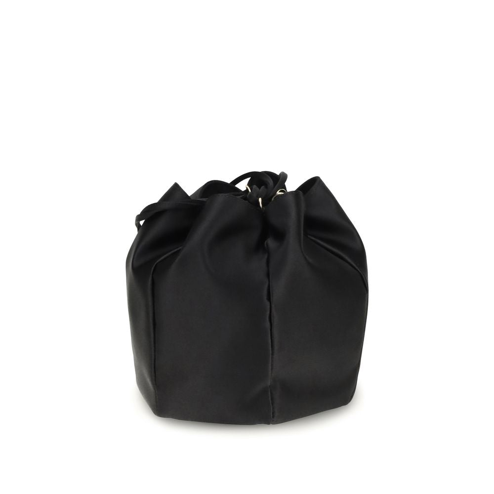 Prada satin mini bucket bag black with triangle  rear