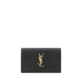 Saint Laurent Cassandre smooth leather wallet on chain black