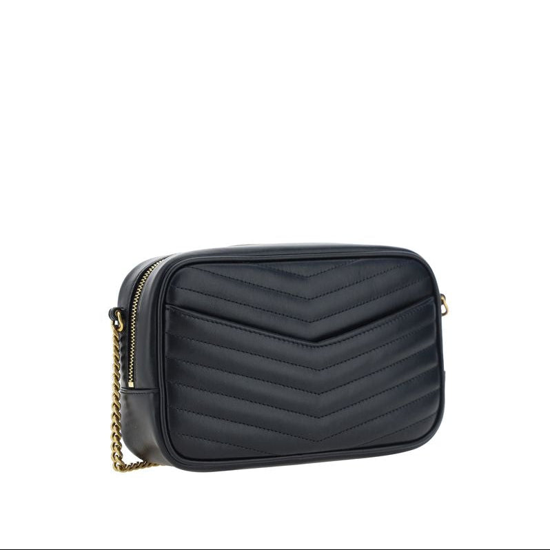 Saint Laurent Lou matelassé leather camera bag black rear