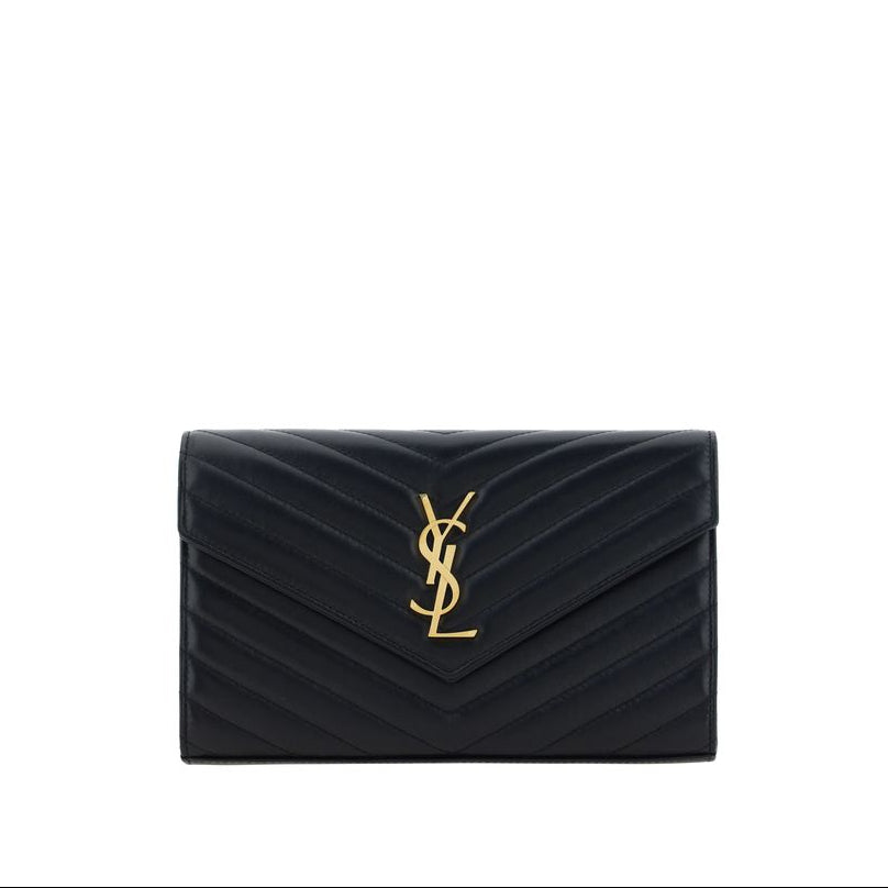 ysl monogram quilted leather wallet gold chain shoulder strap