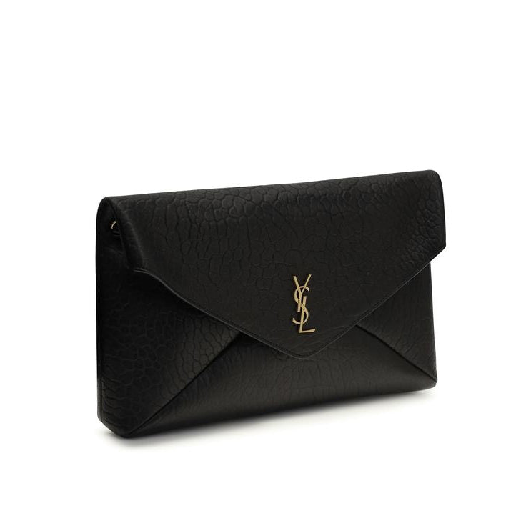 Saint Laurent Cassandre envelope leather clutch with YSL side