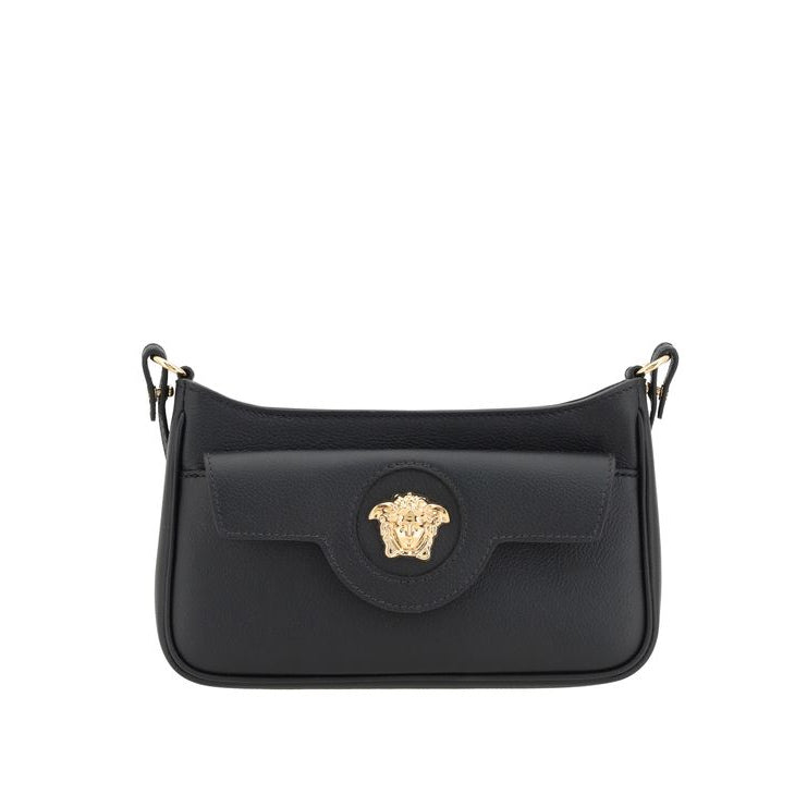versace medusa black leather mini shoulder bag adjustable strap