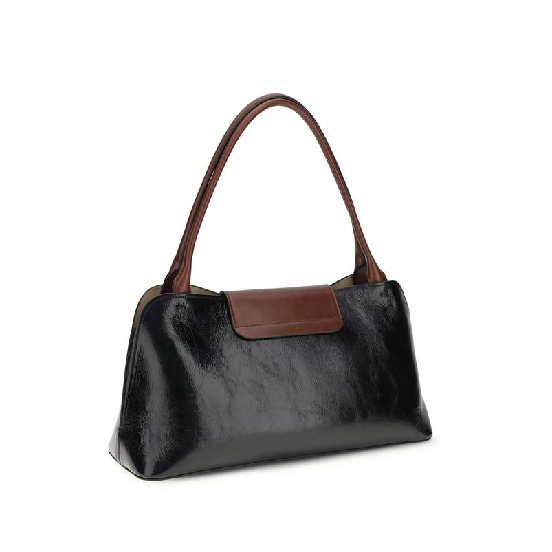 versace medusa shoulder bag calf leather black brown ss26 rear